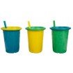 Green Grown Spill Proof Straw Cups Blue Yellow