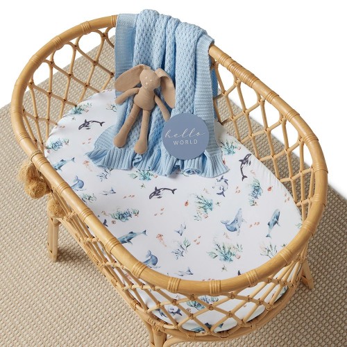 Snuggle Hunny Bassinet Sheet Change Pad Sheet Ocean