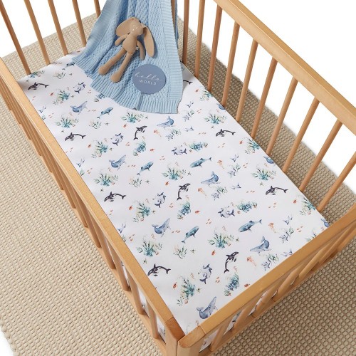 Snuggle Hunny Fitted Cot Sheet Ocean