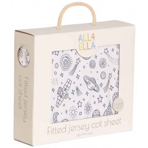 All4Ella Jersey Fitted Cot Sheet Outer Space