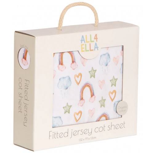 All4Ella Jersey Fitted Cot Sheet Rainbow Dreams