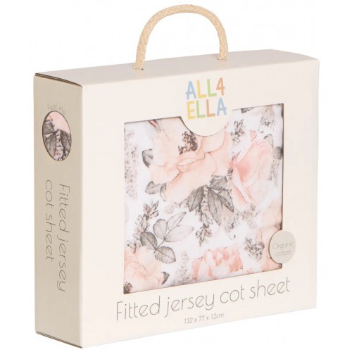 All4Ella Jersey Fitted Cot Sheet Soft Floral