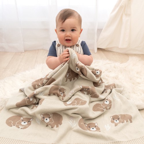 Living Textiles Baby Blanket Wombat Natural