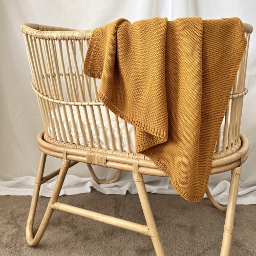 Mini and Me Cable Knit Blanket Mustard