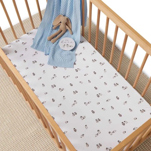 Snuggle Hunny Fitted Cot Sheet Penguin