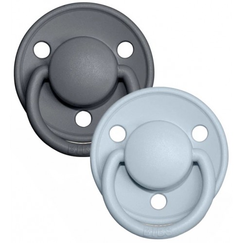 Bibs Delux Pacifier 2 Pack Iron Baby Blue