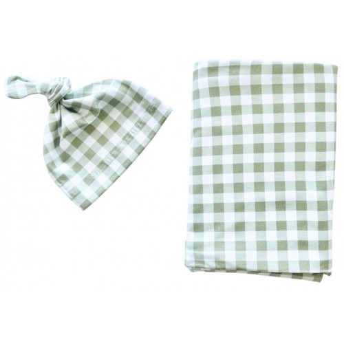 Mini and Me Wrap Set Forest Gingham